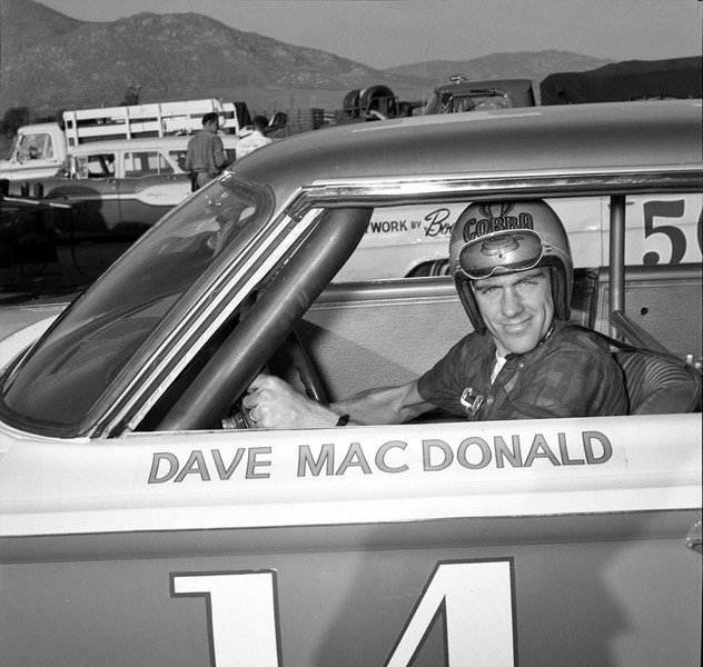 Dave MacDonald in Cobra Roadster at Dodger Stadium